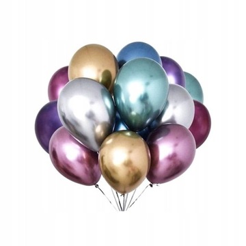 BALONY URODZINOWE DUŻE KOLOROWE CHROM SHINY 10s DS