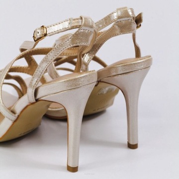 Złote sandały damskie na szpice VINCEZA 20212 r40