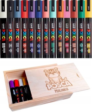 POSCA PC-5M zestaw 13szt markerów pudełko z Grawerem DZIEŃ DZIECKA