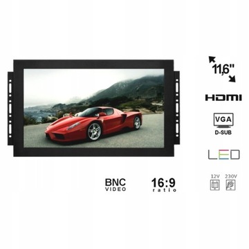 AV-монитор с открытой рамкой, IPS LED, 12 дюймов, VGA, HDMI, BNC