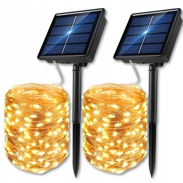 LAMPA SOLARNA OGRODOWA 200 LED ŁAŃCUCH DRUCIK 2200CM 22M
