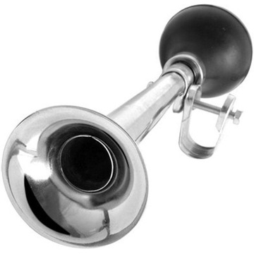 METALOWA TRĄBKA KLAKSON SYGNAŁ ROWEROWY CHROM 21CM DUNLOP