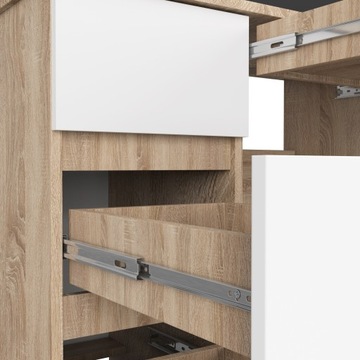 Biurko dla dziecka sonoma biała 4 pojemne szuflady