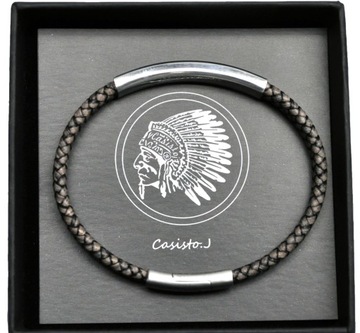 Bransoletka męska Casisto.J skóra 20 cm GREY