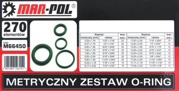 ZESTAW ORINGÓW 270 SZT ORING OLEJOODPORNE
