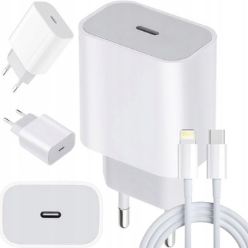 SZYBKA ŁADOWARKA DO IPHONE 11 12 13 14 KOSTKA 20W + KABEL 1M USB-C LIGHTING