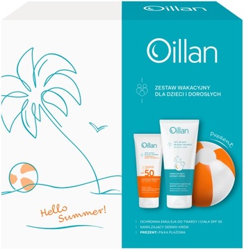 OILLAN Holiday набор эмульсия с фильтром SPF50 + дермокрем + пляжный мяч