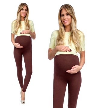 LEGGINSY CIĄŻOWE bawełniane getry z panelem ciążowym XXL/44