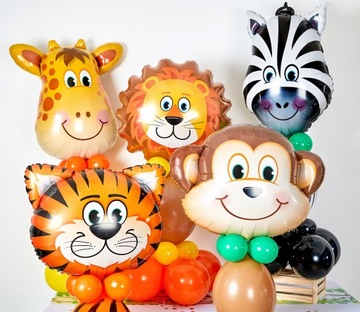 ZESTAW BALONÓW BALONY NA ROCZEK 1 URODZINY zwierzątka ZOO SAFARI DEKORACJE