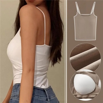 Summer Simple Sling Camisoles Women Crop Top Sleev