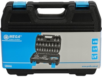 Набор торцевых ключей с трещоткой 1/4 46 шт. МЕГА