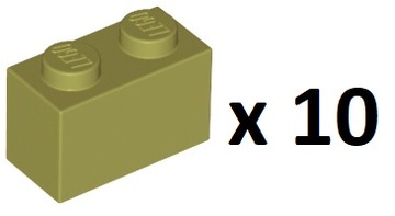 10 szt. Lego Cegła 1 x 2 oliwkowozielony 3004