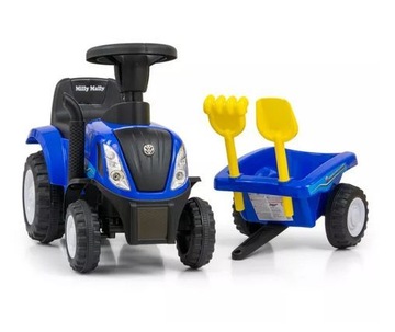 Jeździk odpychacz traktor z przyczepką dźwięk światło NEW HOLLAND niebieski