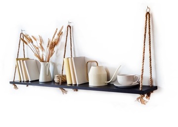 Półka Wisząca na linach kwietnik 120cm boho