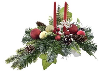 STROIK ŚWIĄTECZNY DEKORACJA SZTUCZNE KWIATY OZDOBY BOMBKI CHOINKA RENIFER