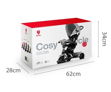 Трехколесный велосипед 4в1, детский катание, колеса из пенопласта Cosy Qplay Grey
