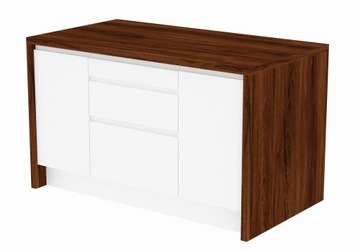 Wyspa kuchenna gotowa do kuchni z białymi szafkami szufladami 140 cm