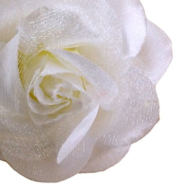 Kwiat Materiałowy Biały Broszka Przypinka Ozdoba Spinka