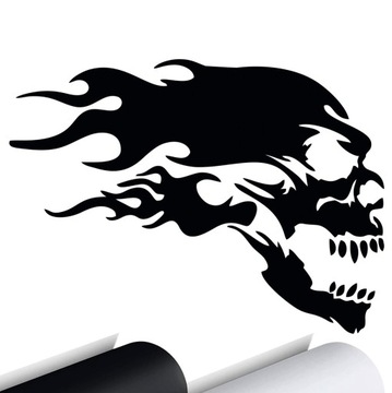 NAKLEJKA na auto CZASZKA CZACHA PŁOMIEŃ SKULL 15x11