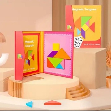 ДЕРЕВЯННЫЕ МАГНИТНЫЕ БЛОКИ ТАНГРАМ МАГНИТНЫЕ ФОРМЫ ПАЗЛ МОНТЕССОРИ