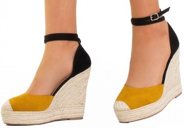 SANDAŁY NA KOTURNIE DAMSKIE ESPADRYLE 38