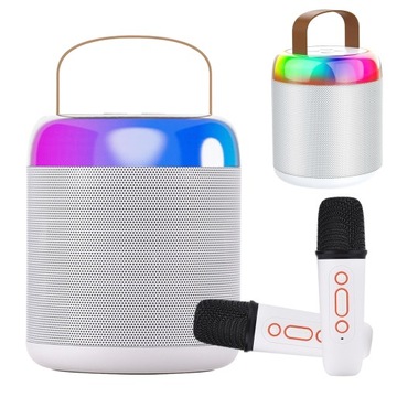 PRZENOŚNY GŁOŚNIK KARAOKE Z MIKROFONAMI, BLUETOOTH 5.0, EFEKTY ŚWIETLNE LED