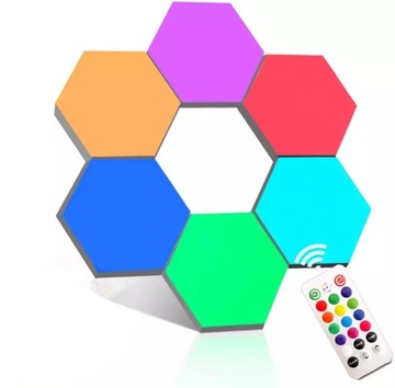 Lampa hexagon LED RGB strukturze plastra miodu
