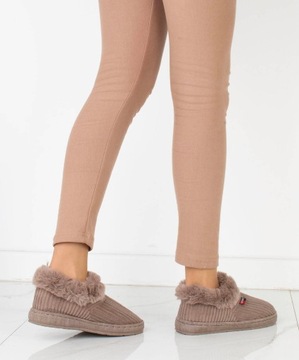 KAPCIE DOMOWE KLAPKI OCIEPLANE BEŻOWE WSUWANE CIEPŁE FUTERKO MĘSKIE 46