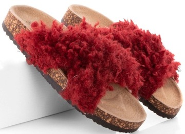 BORDOWE KAPCIE KLAPKI Z FUTERKIEM CIAPKI DOMOWE 37