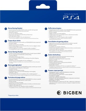 Наушники BIGBEN для PS4, лицензия SONY BLUE