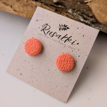 kolczyki brzoskwiniowe kropki kółka, pomarańczowa biżuteria handmade
