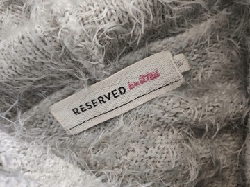 RESERVED Włochaty SWETER GOLF szary M/L