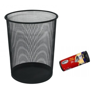 KOSZ BIUROWY na Śmieci Papier 19L Czarny + Worki
