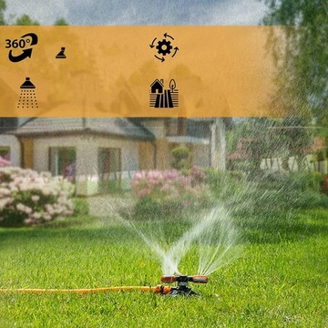 ПОВОРОТНЫЙ АВТОМАТИЧЕСКИЙ САДОВЫЙ ДОЖДЕВАТЕЛЬ 360°, ТРЕХРУЧНОЙ, 2 ФОРСУНКИ