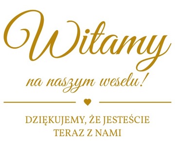 naklejka napis Witamy na weselu 60x45 na tablicę