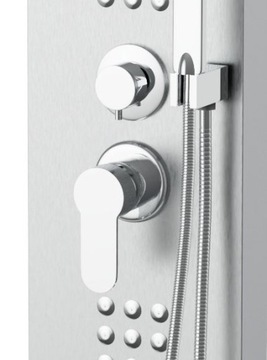 Narożny panel prysznicowy Naomi + wodospad + szklana półka + wylewka