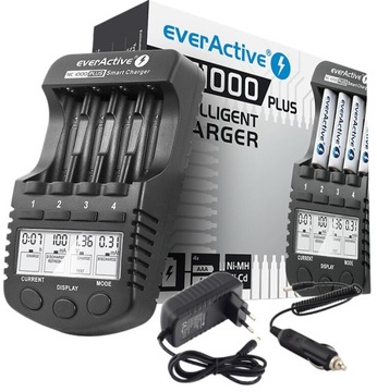 ЗАРЯДНОЕ УСТРОЙСТВО для аккумуляторов AA AAA R3 R6 everActive NC-1000 PLUS LCD