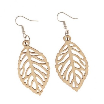 2xDIY Unfinished Wooden Earrings Tree Leaf Dangle