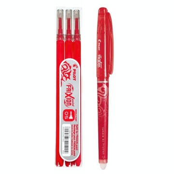Pióro kulkowe FriXion ścieralne 0,5mm CZERWONE + 3 wkłady 0,5mm