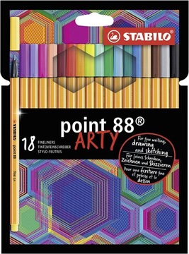 Cienkopis STABILO ARTY POINT 88 zestaw 18 kolorów etui ARTY kartonowe