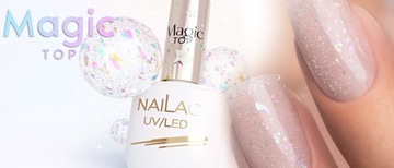 Самовыравнивающийся гибридный топ для ногтей с частицами NaiLac Magic Top 7мл