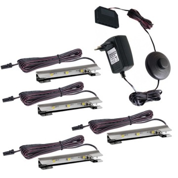 Zestaw 4x Klips LED Metal do Szklanych Półek Szyb Witryn 12V DC Czerwony