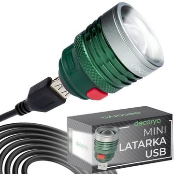 KIESZONKOWA MOCNA MINI LATARKA LED ZOOM TAKTYCZNA SZPERACZ DO POWERBANKU