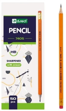 Ołówek D.Rect HB z gumką żółty x 50