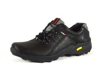 Buty czarne trekkingowe męskie skórzane 296