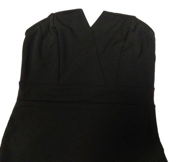 Čierne mini šaty bez ramienok výstrih bandau M