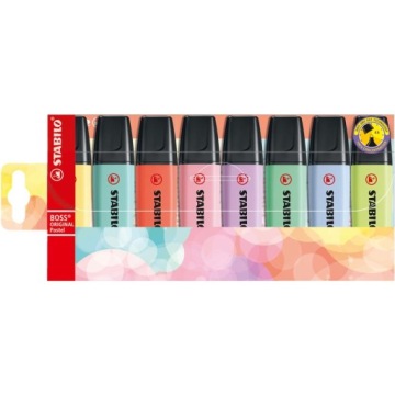 Выделители STABILO BOSS Original Pastel в футляре 8 цветов