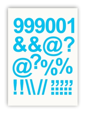 Голубой Алфавит и цифры 50мм самоклеящаяся