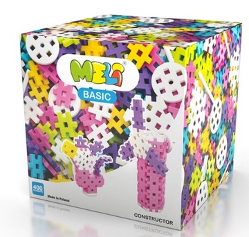 KLOCKI WAFLE MELI CONSTRUCTOR PINK 400 + GUMKA