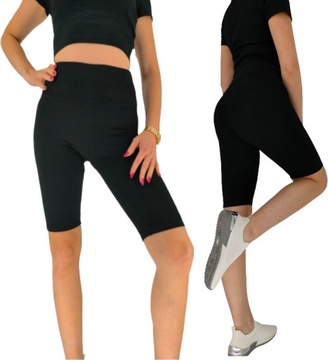 Kolarki legginsy damskie prążkowane sport siłownia fitness krótka 2XL/3XL